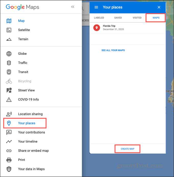Създайте карта за пътуване в Google Maps