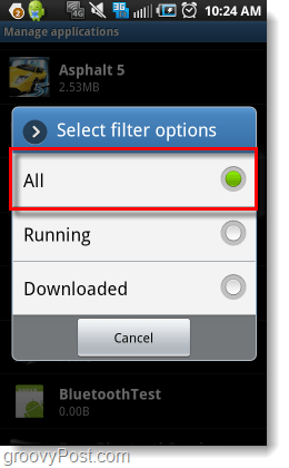 филтрирайте всички приложения за управление на Android