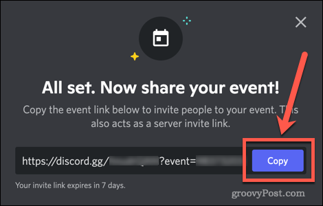 Споделяне на събитие в Discord