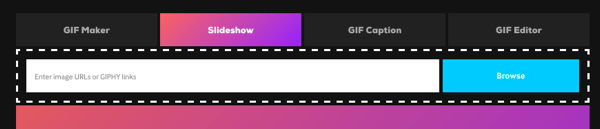 Щракнете върху опцията Слайдшоу, за да създадете GIF от поредица от изображения.