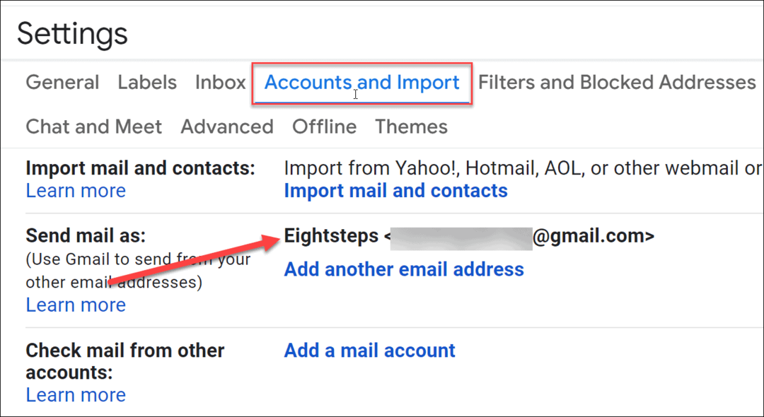 ново показвано име gmail