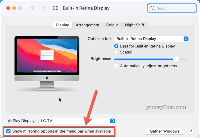 mac показва опции за отразяване
