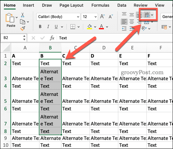 Обвиване на текст в Excel