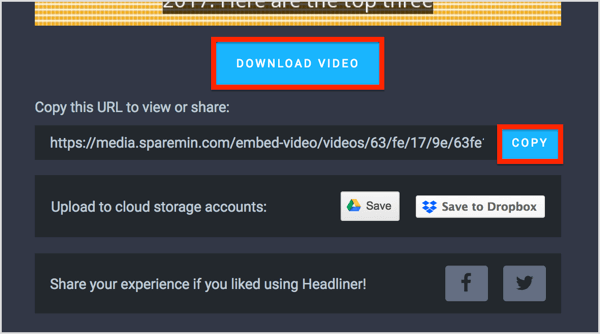 Изтеглете файла с аудиограмата като MP4 (видео файл) и вземете линк за споделяне. 