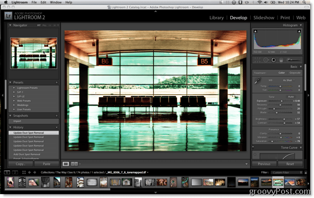 Екран за предварителни настройки на Adobe Lightroom 2