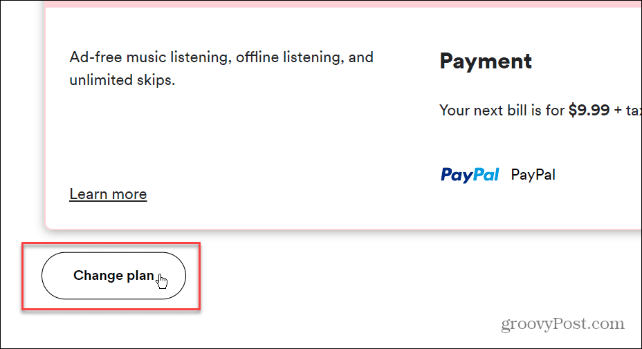 Променете метода на плащане в Spotify