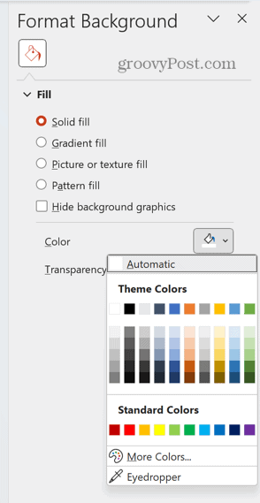 powerpoint изберете цвят на фона