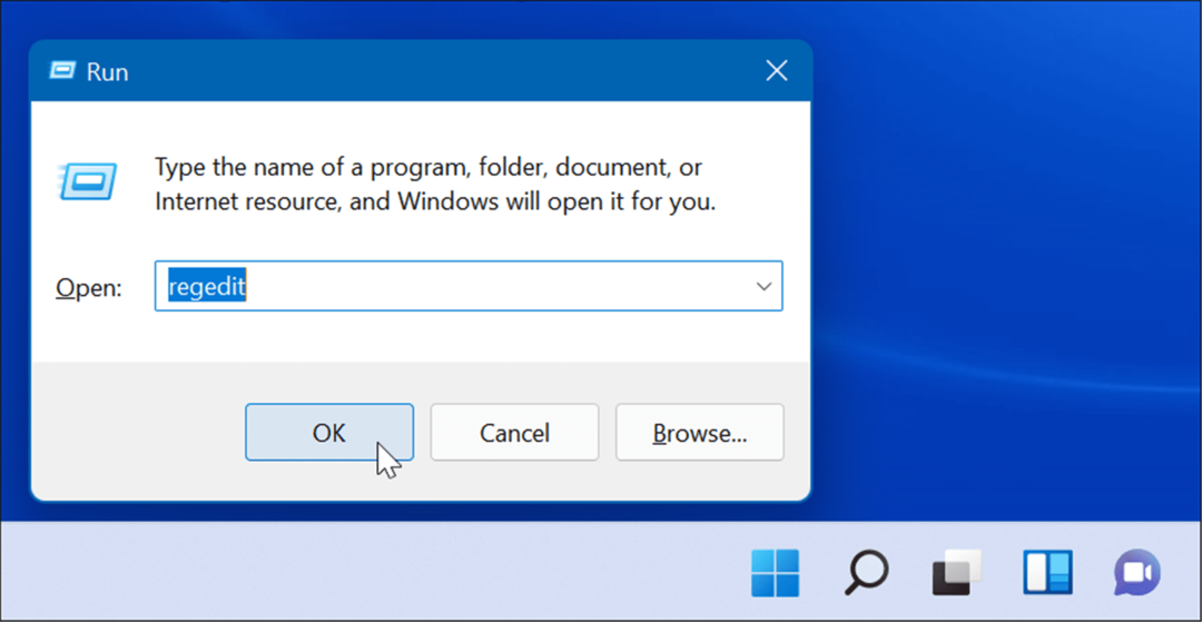 regedit Стартирайте Windows 11