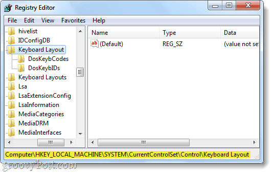 ключ на системния регистър на оформлението на Windows 7