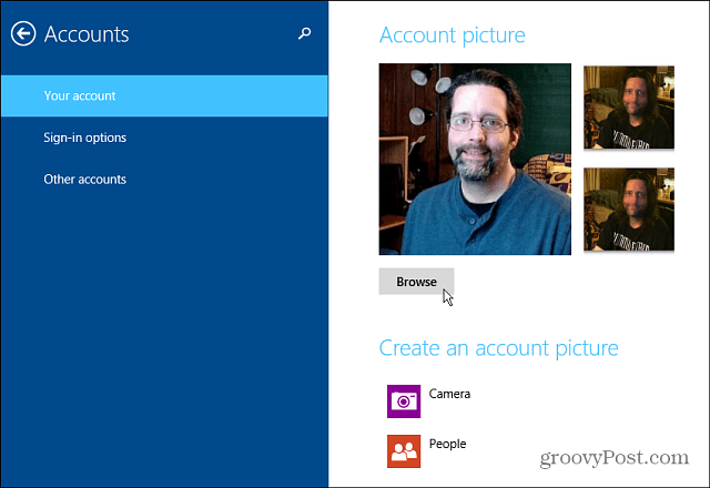 Как да промените снимката на профила си в Windows 8.1