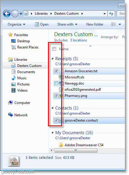 Как да изберете файлове и папки в Windows 7 с отметки