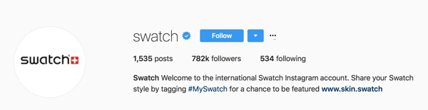Swatch моли потребителите да маркират публикациите си с #MySwatch за шанс да бъдат включени в профила им в Instagram.