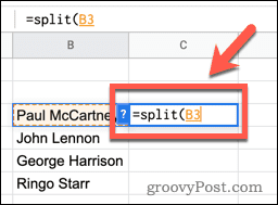 Използване на функцията SPLIT в Google Sheets