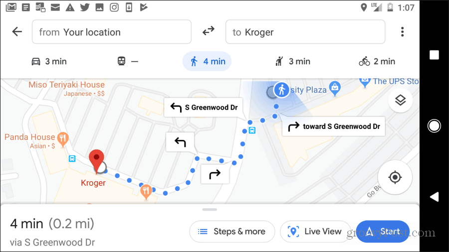 google maps посоки за ходене