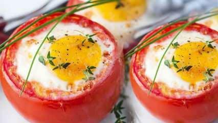Как се правят пълнени домати с яйце? Рецепта за пълнени домати с яйца за закуска