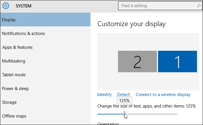 Настройки за размер на текста Windows 10