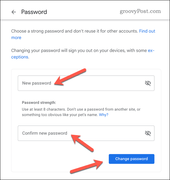 Задайте нова парола за Gmail