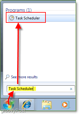 Снимка на екрана: Windows 7 Launch Task Scheduler