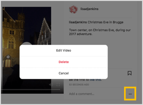 Докоснете бутона с 3 точки и изберете Edit Video от изскачащото меню.