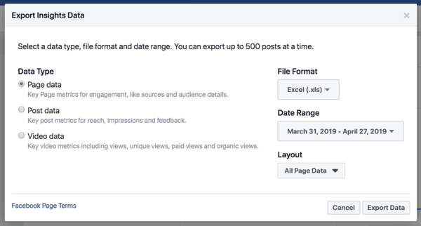 Експортирайте данните си от Facebook Insights, за да опростите анализа им.