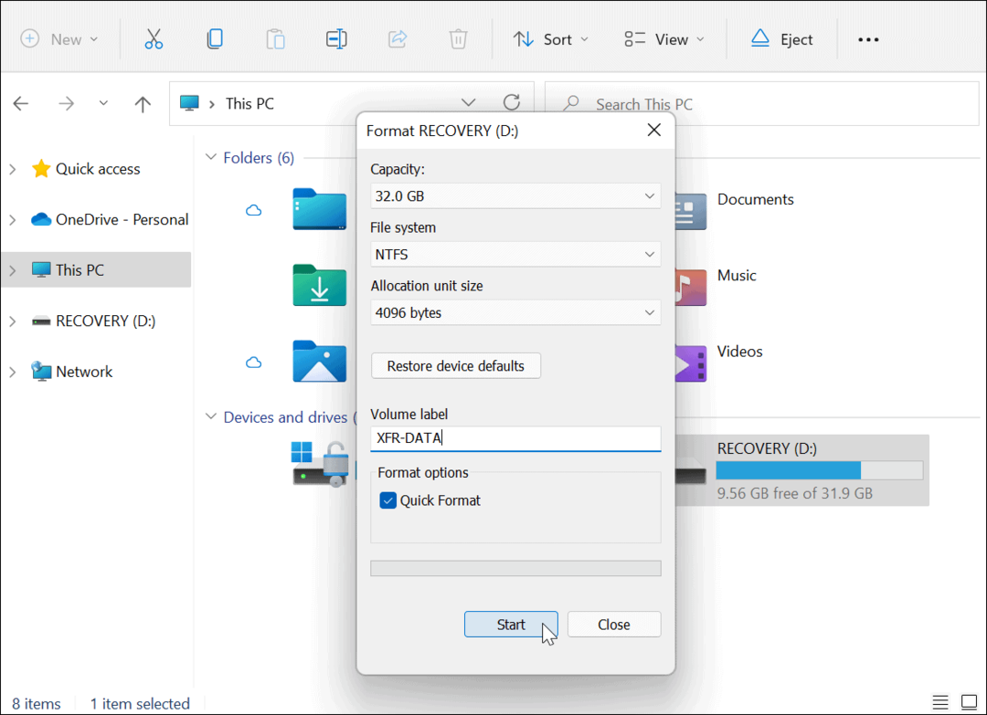 Как да форматирате устройство от File Explorer на Windows 11