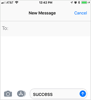Това е екранна снимка на следващо текстово съобщение. Потребителят е въвел ключовата дума „успех“, за да предизвика отговор от автоматична фуния за продажби. Оли Билсън използва тази тактика в рамките на телефонната си фуния.