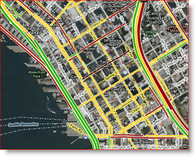 Google Maps Артериална карта на живо в Сиатъл
