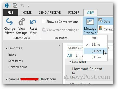 Преглед на съобщения Outlook 3