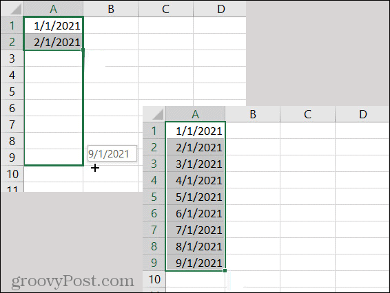 Шаблон за дата на автоматично попълване в Excel