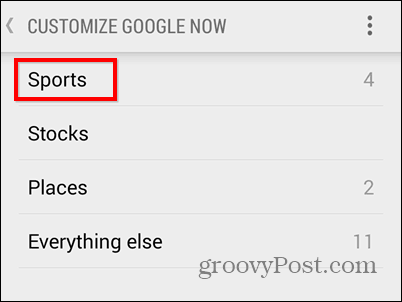 Google Now спорт