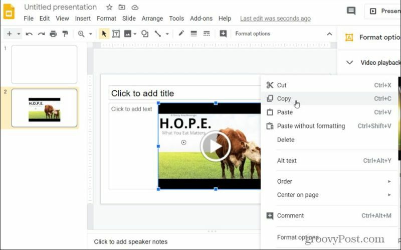 google slide video copy