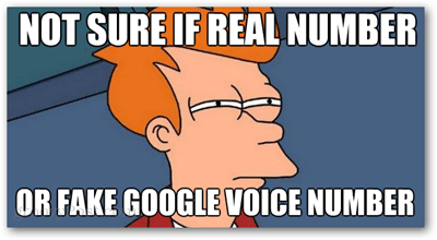 не съм сигурен дали истински номер или фалшив номер на глас в Google