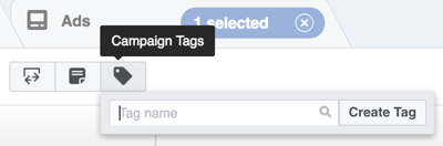 В Power Editor щракнете върху бутона Campaign Tags.