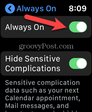 Деактивирайте винаги включени в настройките на вашия Apple Watch