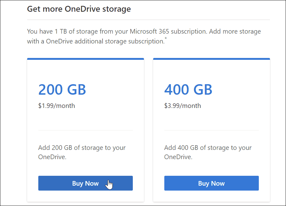 вземете повече хранилище в OneDrive