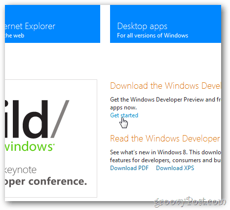 страница за изтегляне на Windows 8