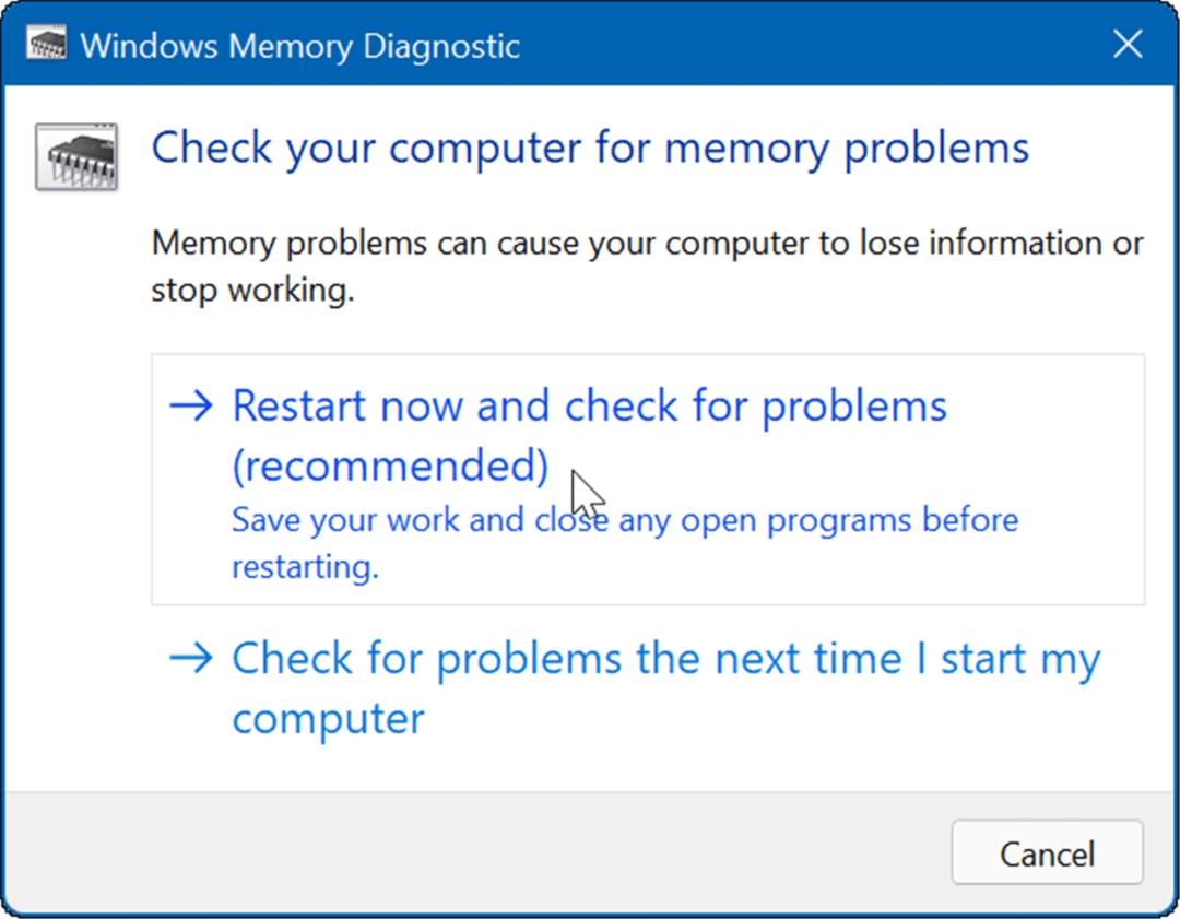 Поправка за управление на паметта за стоп код на windows 11