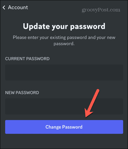discord промяна на паролата