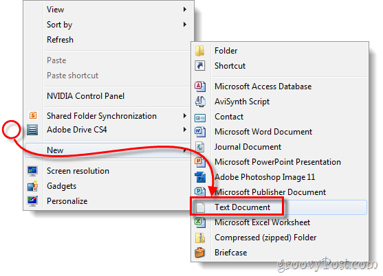 десктоп създаване на нов файл с текстов документ