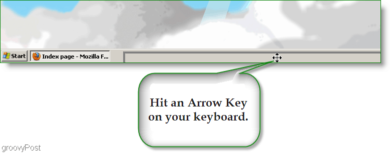 Снимка на Windows XP - Натиснете клавиша със стрелка, за да намерите изгубен прозорец
