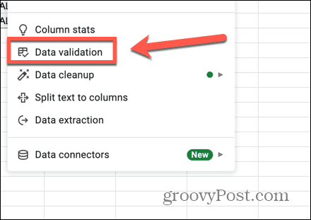 проверка на данните в google sheets