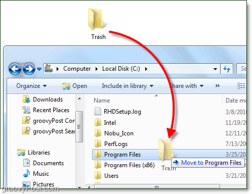 как да преместите папка в Windows 7