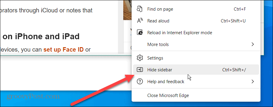 Деактивирайте страничната лента на Microsoft Edge
