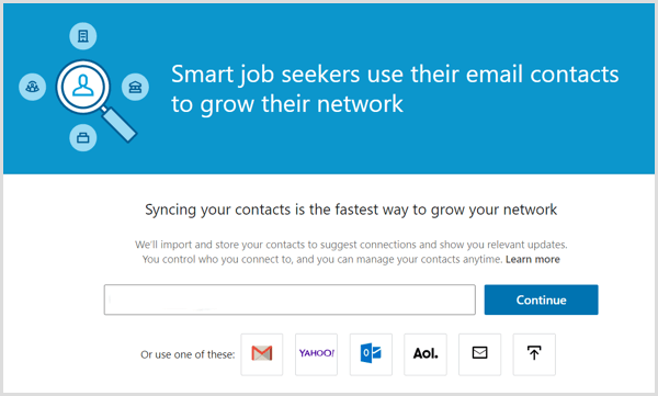 Инструментът LinkedIn за синхронизиране на вашите имейл контакти с вашия акаунт в LinkedIn