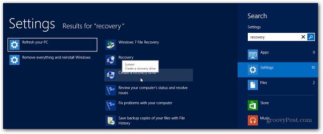 Как да създадете флаш устройство за възстановяване на Windows 8