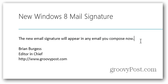 Променете подписа по подразбиране в Windows 8 Mail