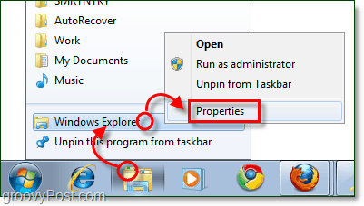 коригирайте свойствата на Windows Explorer прекия път