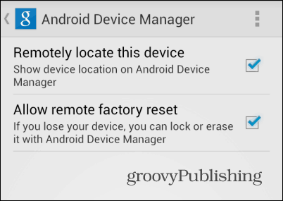 Настройки на Android Device Manager
