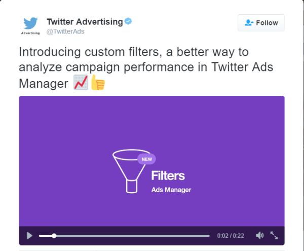 персонализирани филтри на twitter ads manager