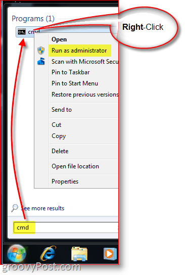 Стартиране на CMD - команден ред на Windows като администратор с десен бутон